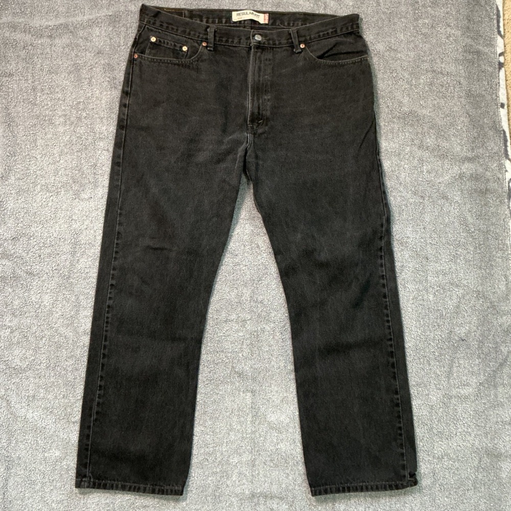 Levis 505 Regular Fit Jeans Mens 40x32 Black Straight Leg Denim Pants 00505-0260